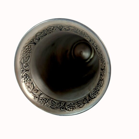 Vintage Pottery Barn Silver-Plated Vase With Ornate Grape & Leaf Design - Picture 5 of 7